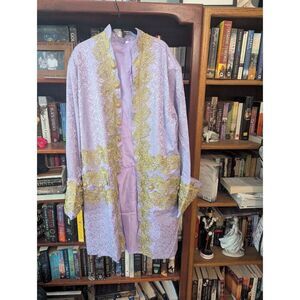 Vintage Men's Size 2XL XXL Purple Gold Trim Baroque Cosplay Costume Coat Jacket